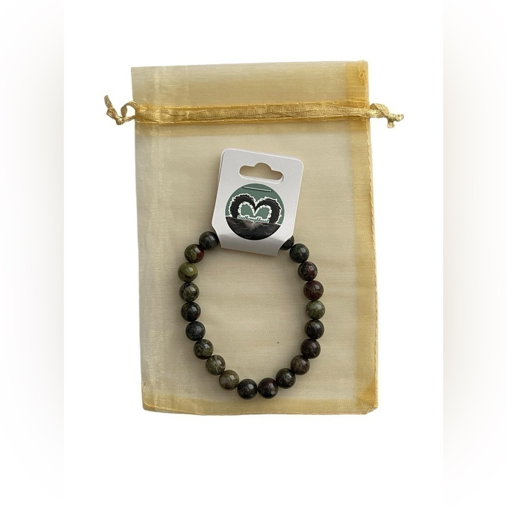 Genuine Dragons Blood Jasper Gemstone 8mm Bracelet